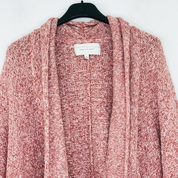 Angel Of The North Women's Medium Cardigan Sweater Pink Marled Knit Open Dolman - Picture 2 of 6